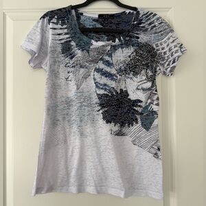 Women's Graphic Top - Blue and White